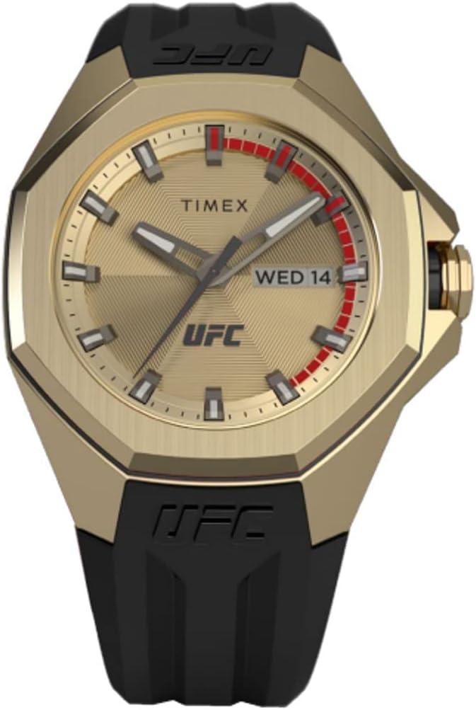 Timex UFC Men's Pro 44mm Watch - Black Strap Gold-Tone Dial