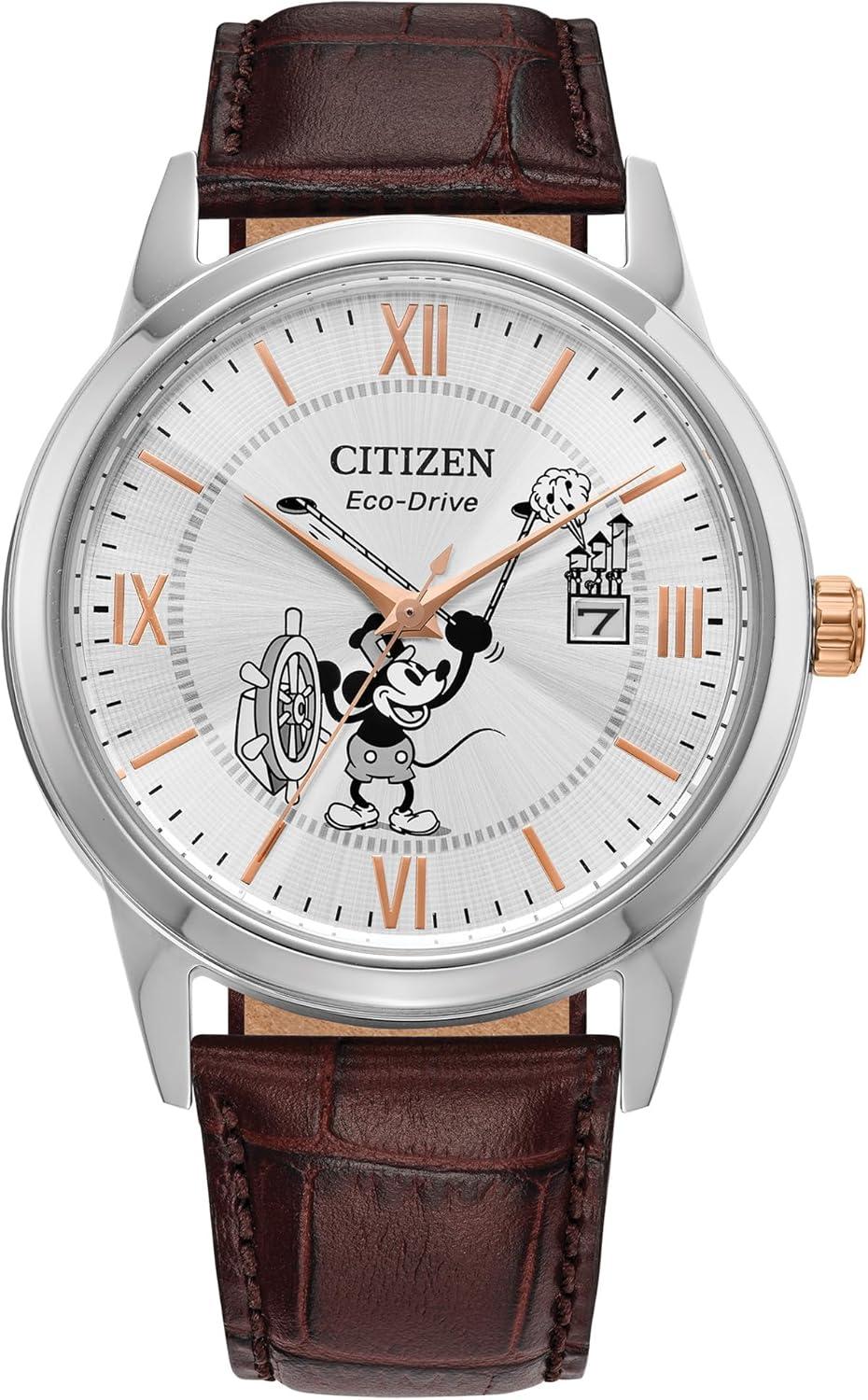 Citizen Eco-Drive Disney Steamboat Willie Mickey Mouse Stainless Steel Case Watch