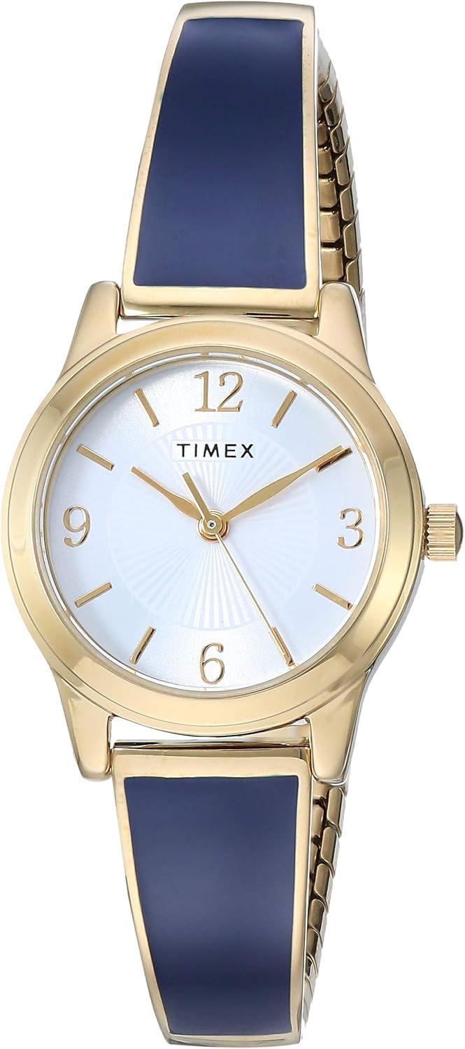Timex Women's TW2R985009J Stretch Bangle 25mm Analog Quartz Blue Watch