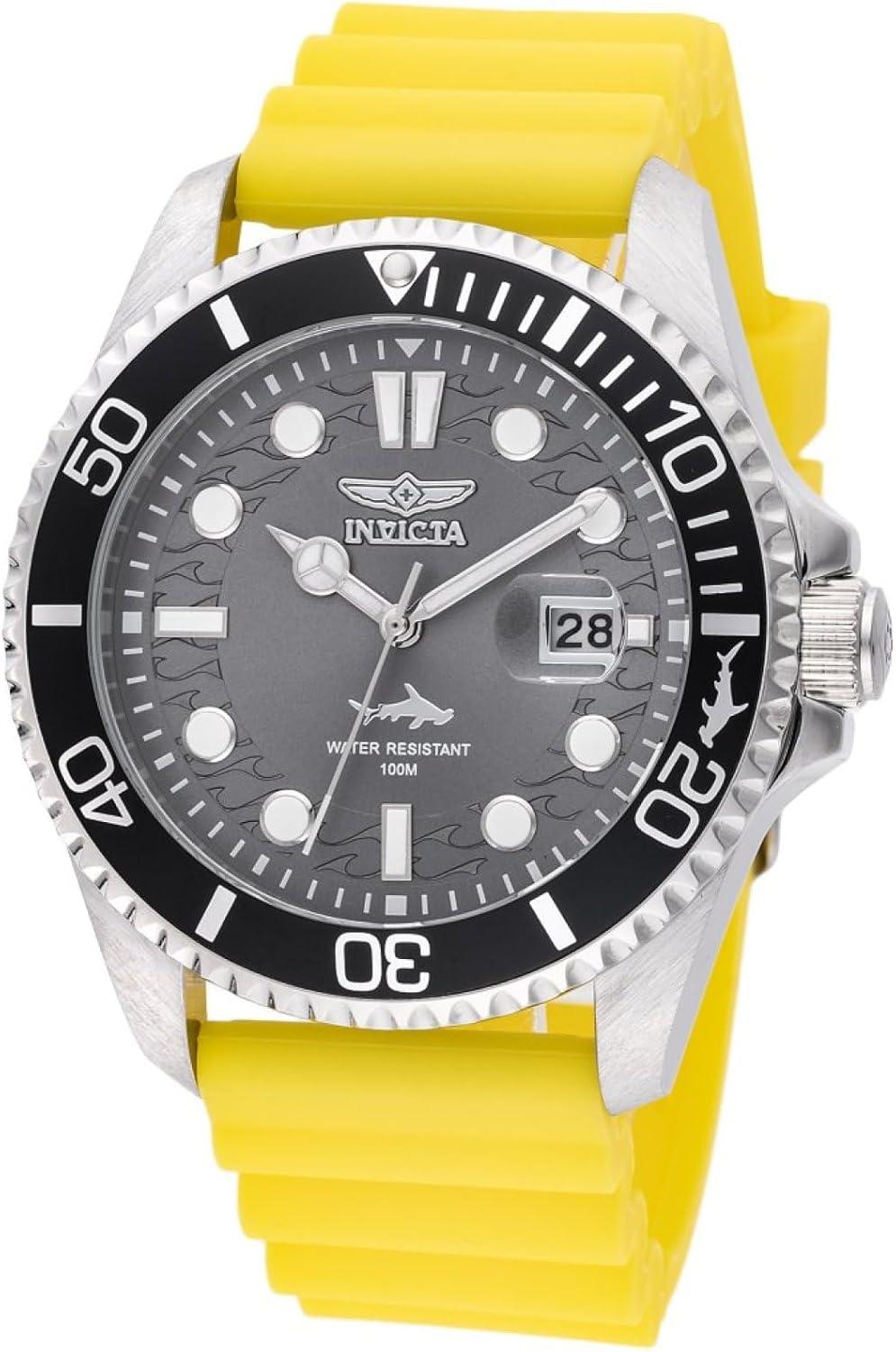Invicta Pro Diver Men 43mm Stainless Steel Gold Charcoal Dial PC32 Quartz Watch