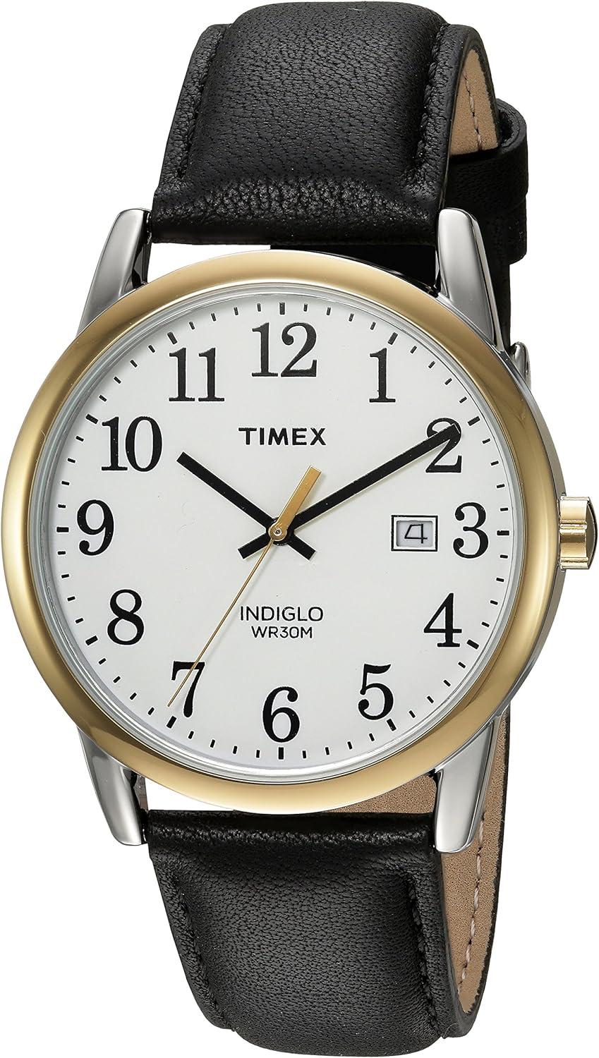 Timex Men's 'Easy Reader' Quartz Brass and Leather Casual Watch