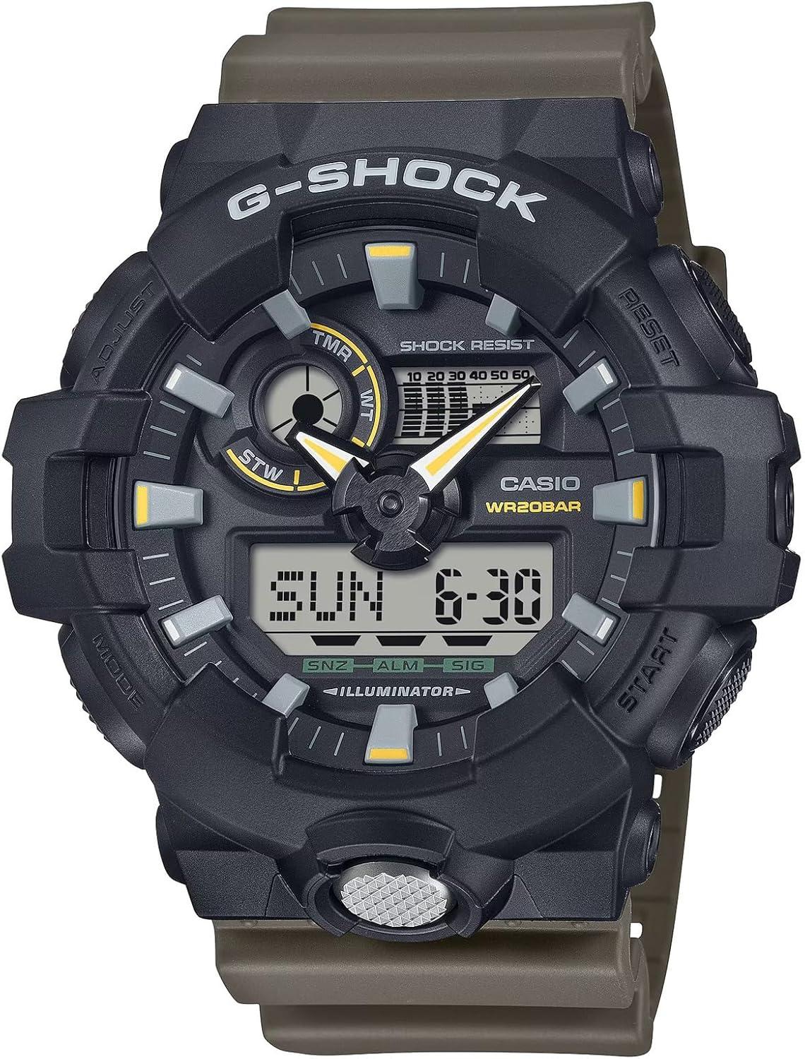 Casio G-Shock Utilitarian Black & Olive Green Digital Analog Watch GA-710TU-1A3CR