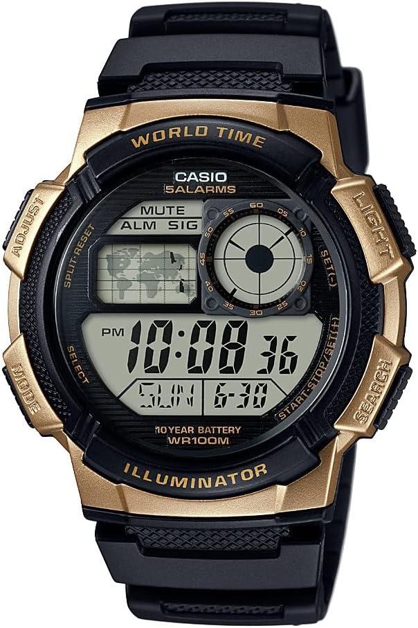 Casio AE1000W Series Men's Digital Watch - Black/Gold