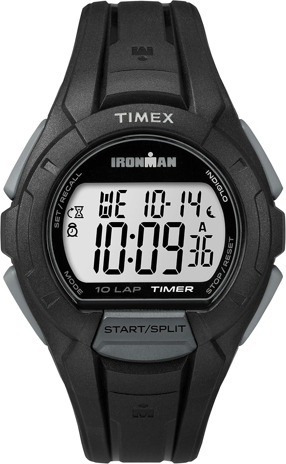Timex Men's Ironman Triathlon Essential 10 40mm Watch – Black Case Black Resin Strap