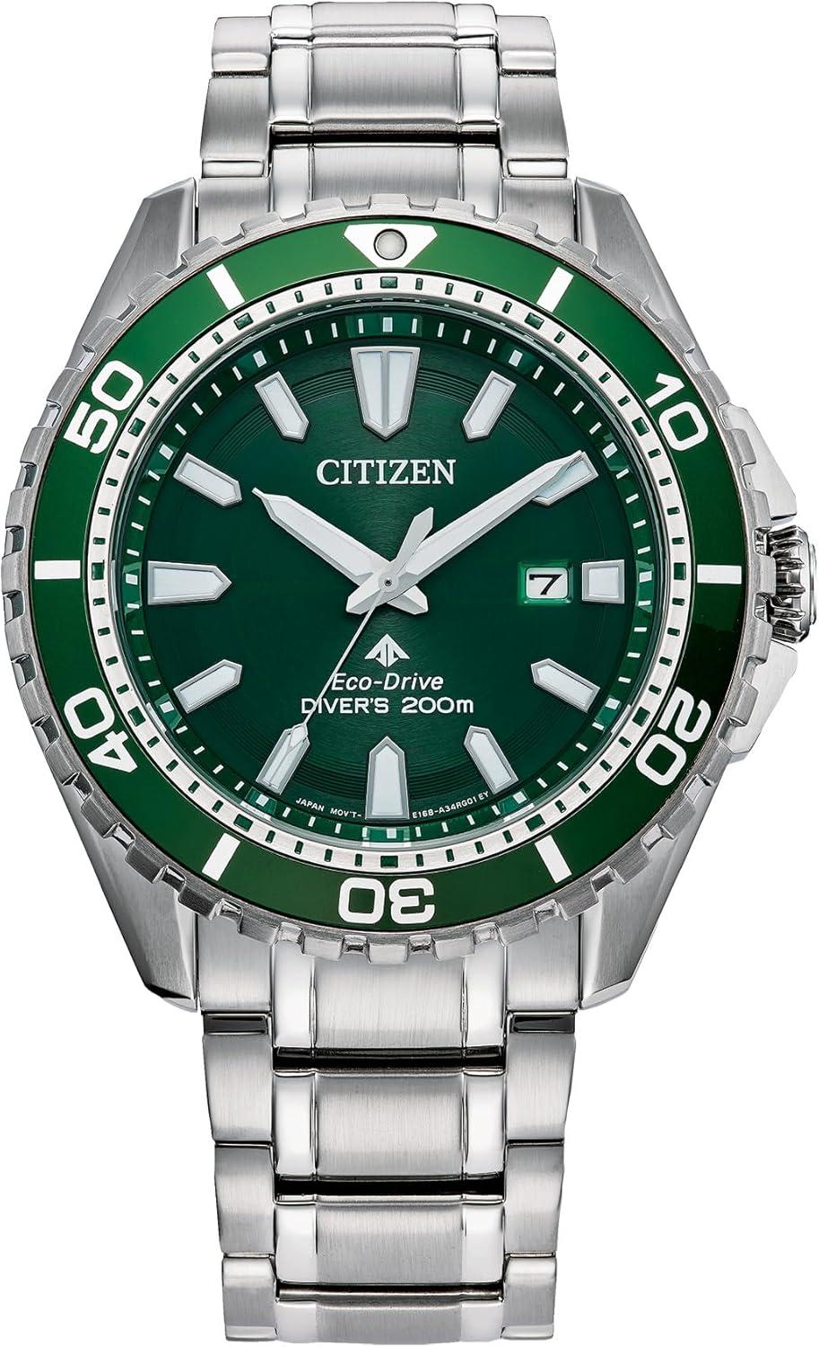Citizen Men's Eco-Drive Promaster Dive Watch, Silver-Tone Stainless Steel, Green Dial