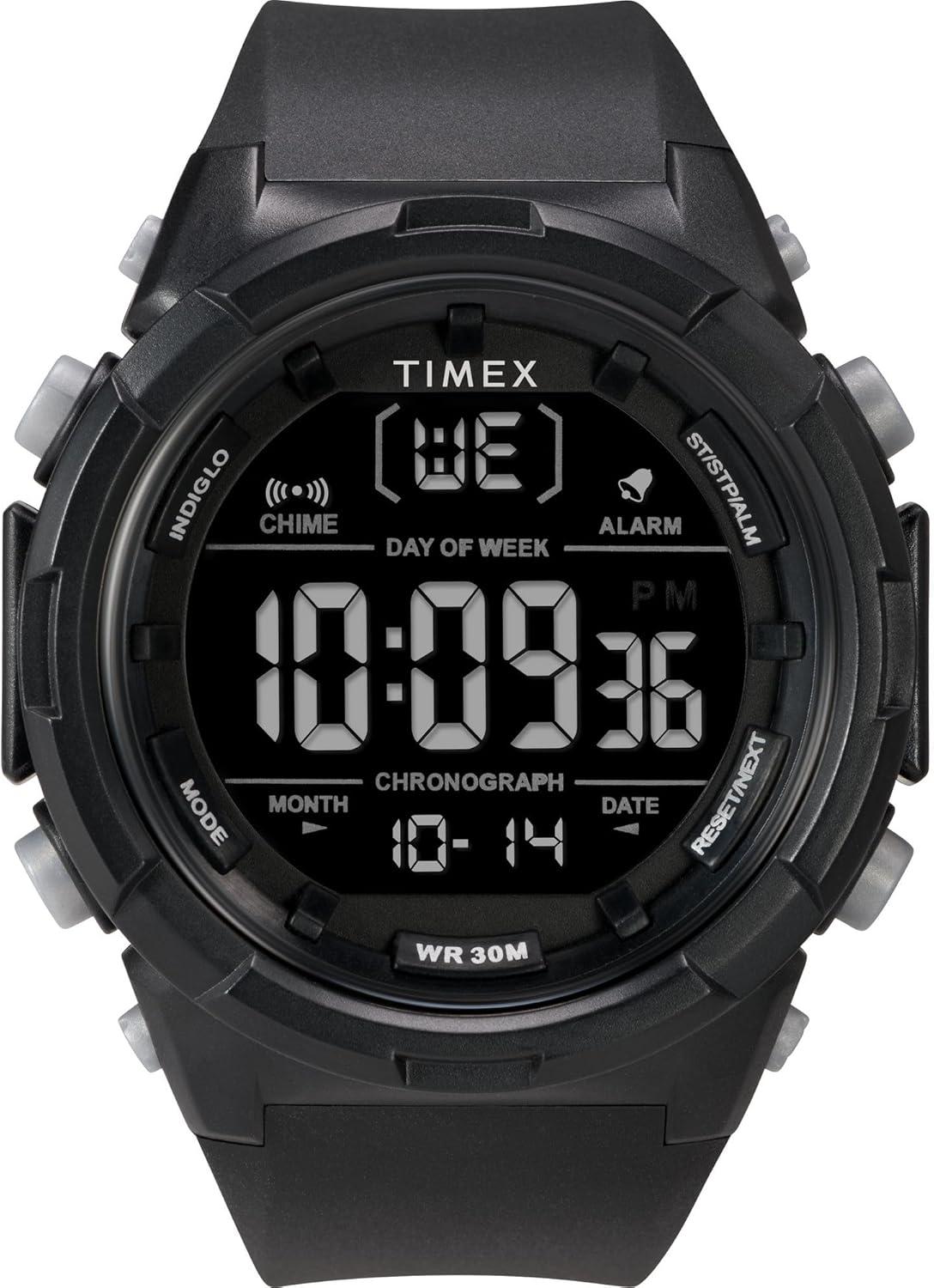 Timex Men's Digital 50mm Watch - Black Strap Digital Dial Black Case