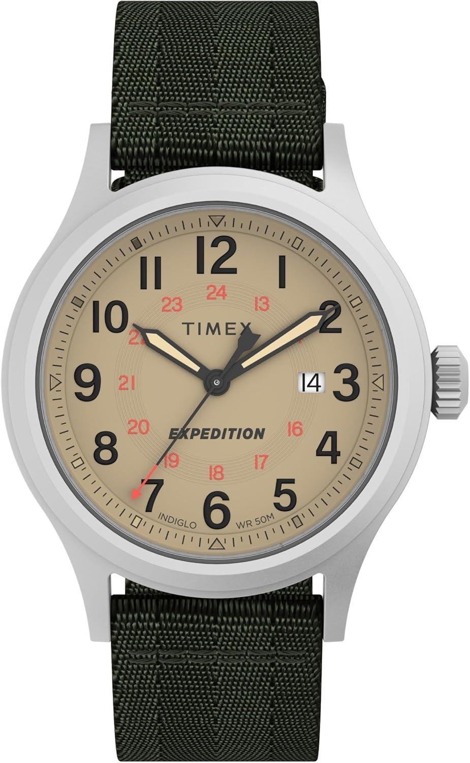 Timex Men's Expedition North Sierra 40mm Watch - Green Strap Natural Dial Silver-Tone Case