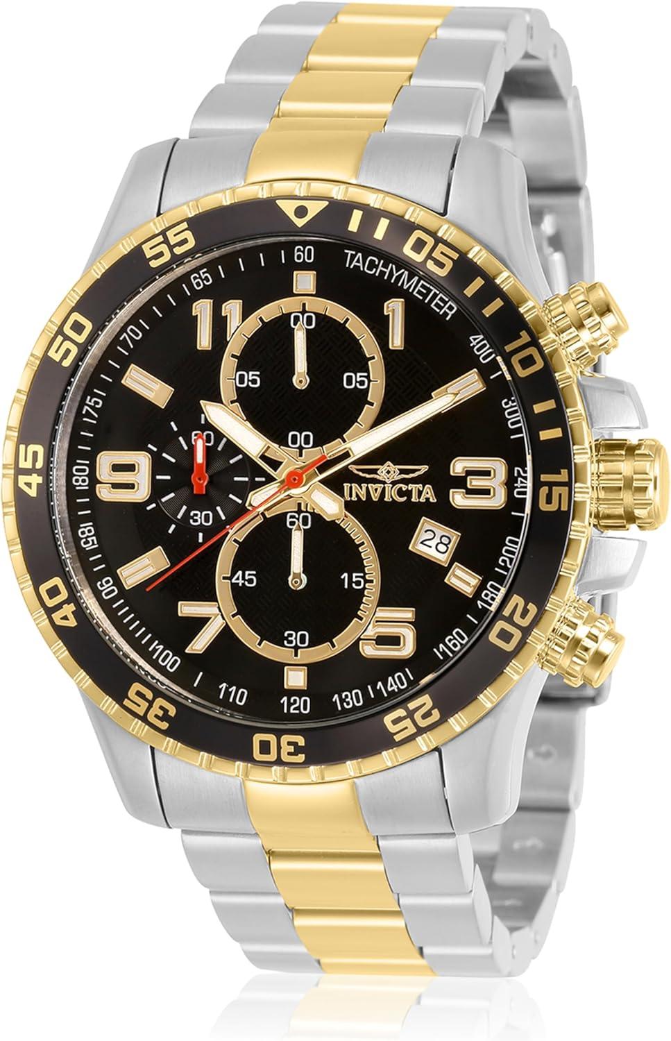 Invicta Men's 14876 Specialty Chronograph Black Textured Dial Two Tone Stainless Steel Watch