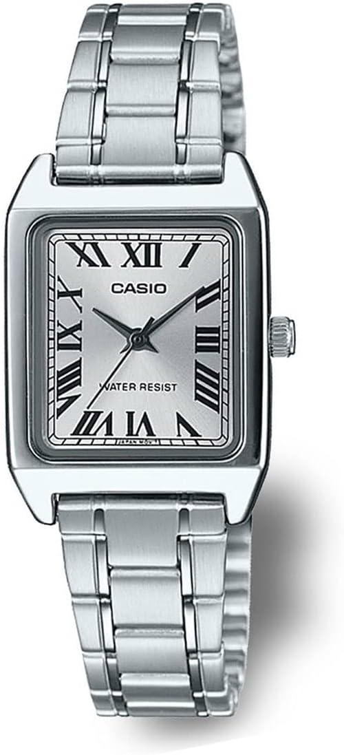 Casio LTP-V007D-7B Women's Rectangular Stainless Steel Roman White Dial Dress Watch