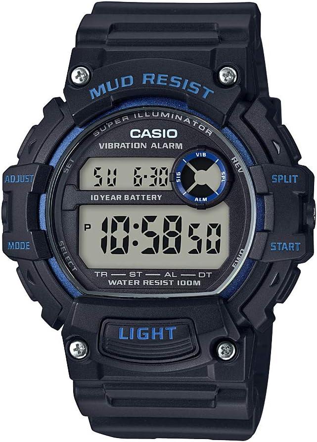 Casio Mud Resistant Stainless Steel Quartz Watch with Resin Strap
