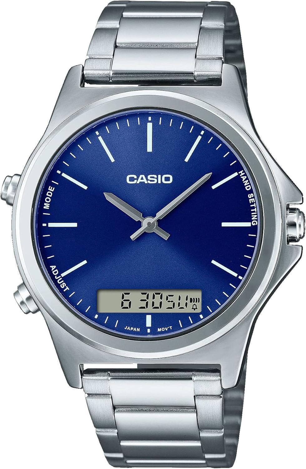 Casio MTP-VC01D-2E Men's Stainless Steel Blue Dial Analog Digital Watch