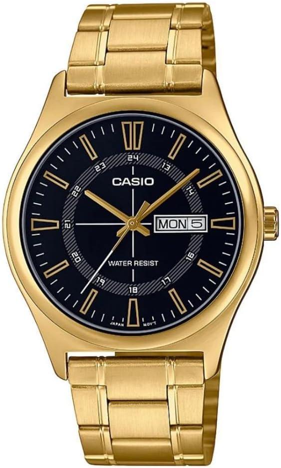 Casio Men's Watch MTP-V006D-1CUDF Black Dial, Gold/Black