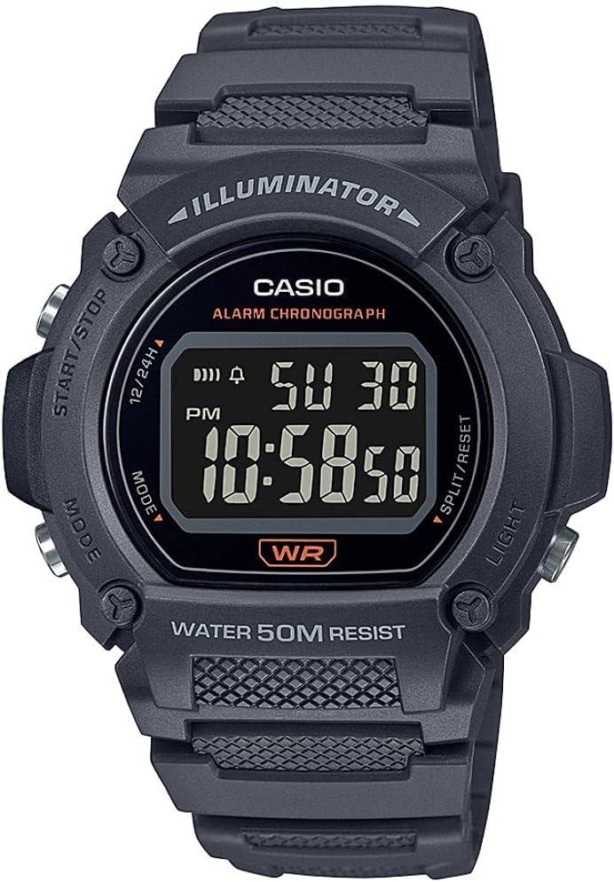Casio W-219 Series Standard Digital Watch - Men's Chippukashi, Dark Grey W-219H-8BV