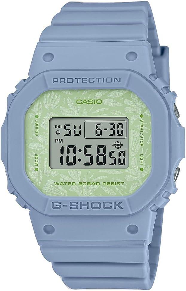 Casio GMDS5600NC-2 Women's Floral Dial Alarm Blue Band Chronograph G Shock Watch