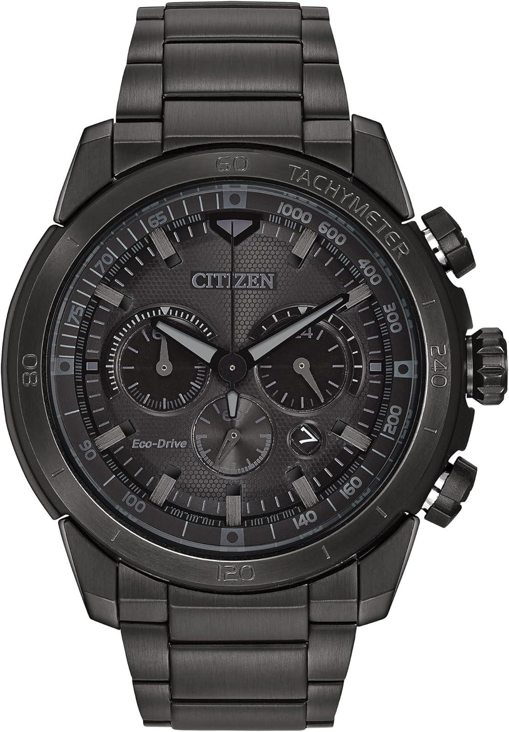 Citizen Men's Eco-Drive Weekender Ecosphere Chronograph Watch in IP Stainless Steel, Black Dial