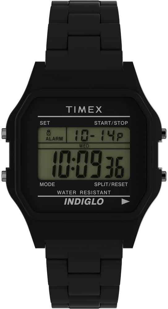 Timex Unisex T80 36mm Watch - Black Bracelet Digital Dial Black Case