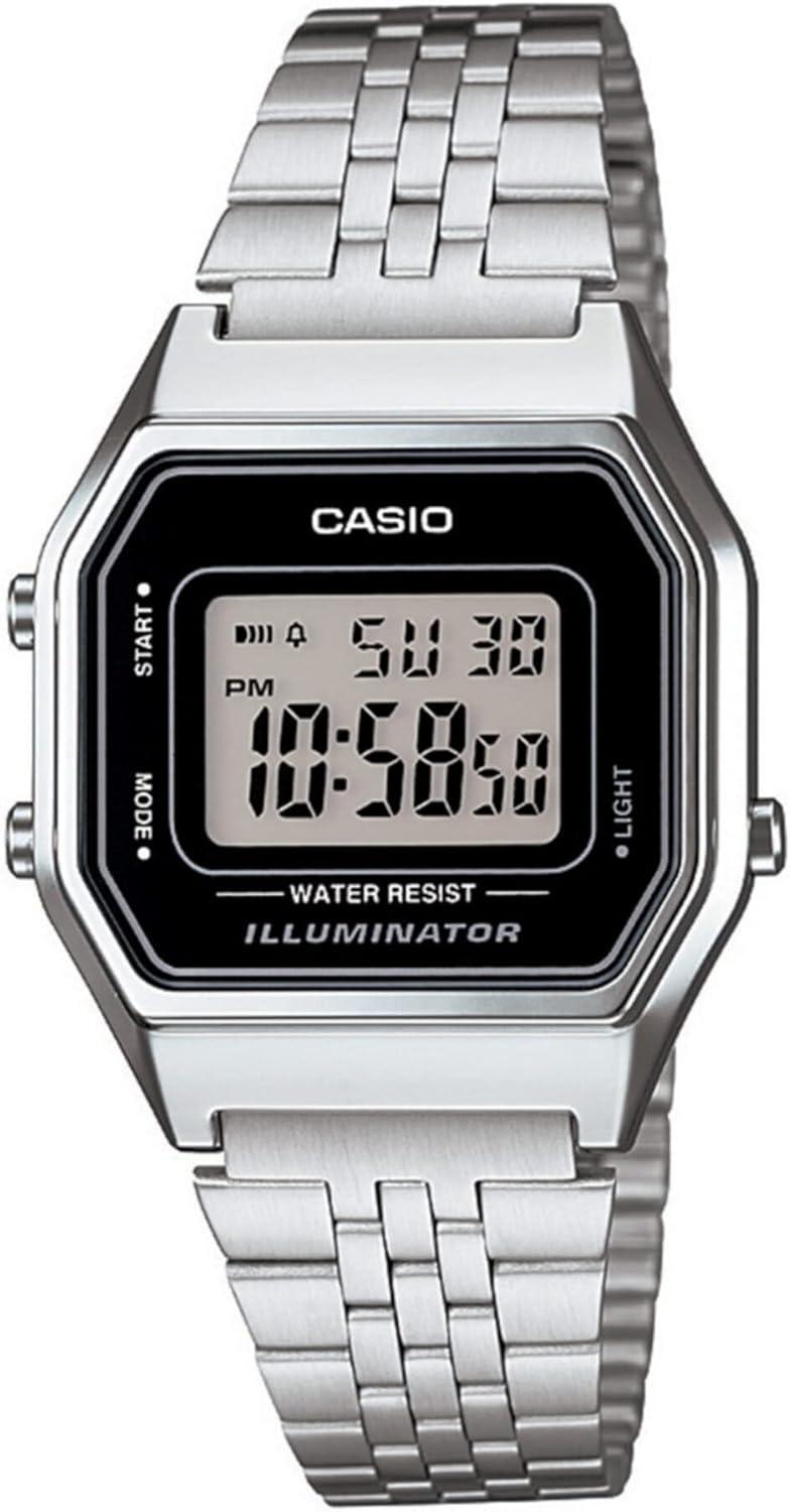 Casio Ladies Mid-Size Silver Tone Digital Retro Watch LA-680WA-1DF
