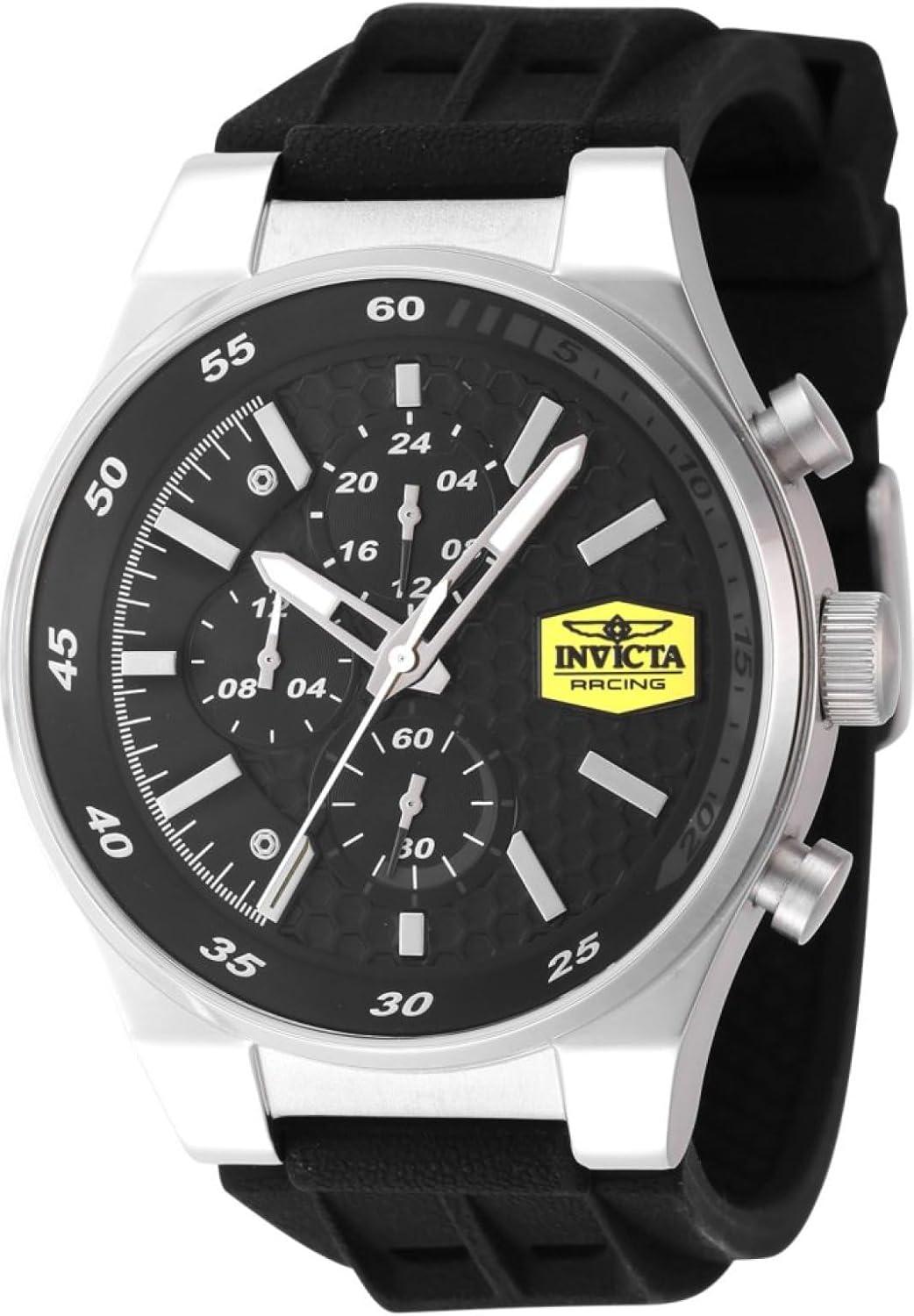 Invicta Racing Men 44mm Stainless Steel Black Dial VD38 Quartz Watch