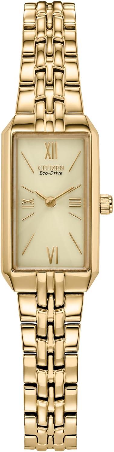 Citizen Ladies' Eco-Drive Classic Dress Corso Gold Tone Stainless Steel Rectangle Watch
