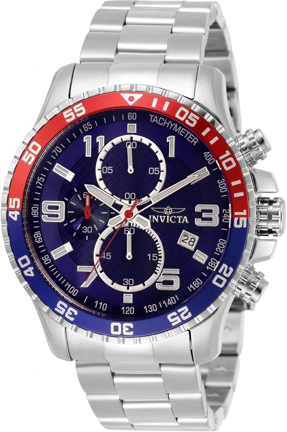 Invicta Specialty Stainless Steel Men's Quartz Watch - 45mm, Silver/Blue