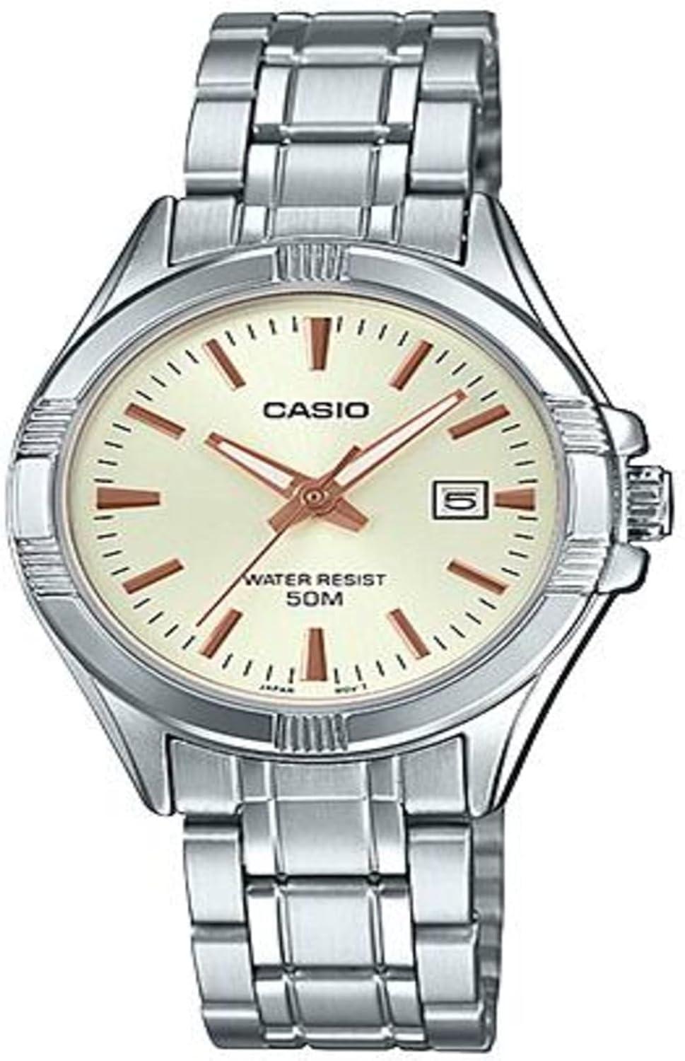 Casio LTP-1308D-9AVDF Watch for Women - Silver/Beige Casual Style