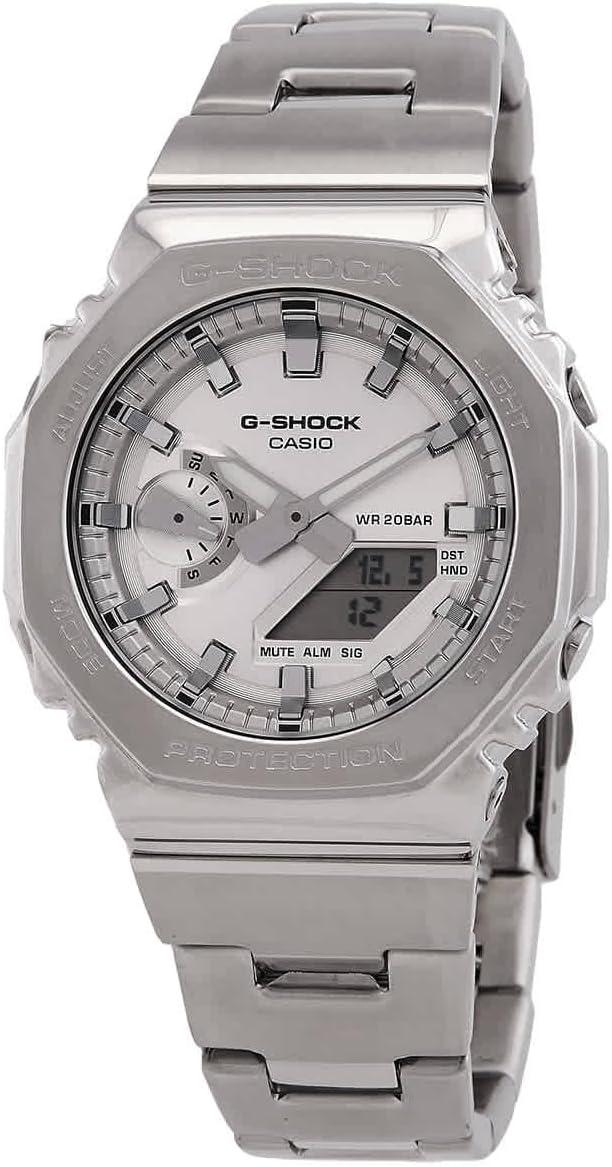 Casio G-Shock Octagonal Silver Dial Stainless Steel Watch GM2110D-7A