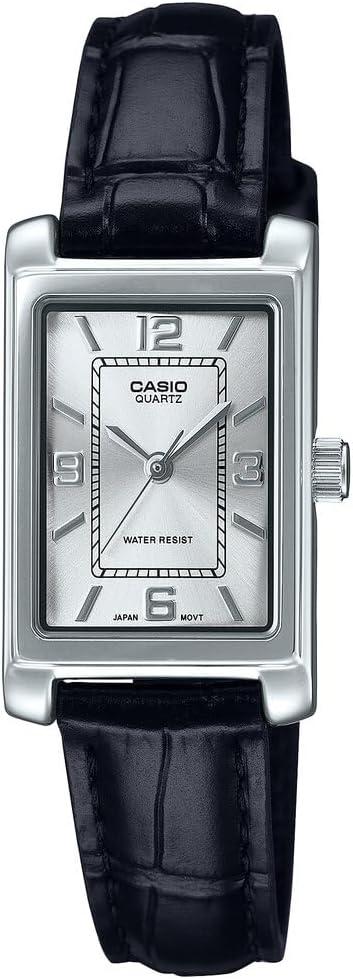 Casio LTP-1234LL-7A Women's Rectangular Standard Classic Leather Band Silver Dial Dress Watch