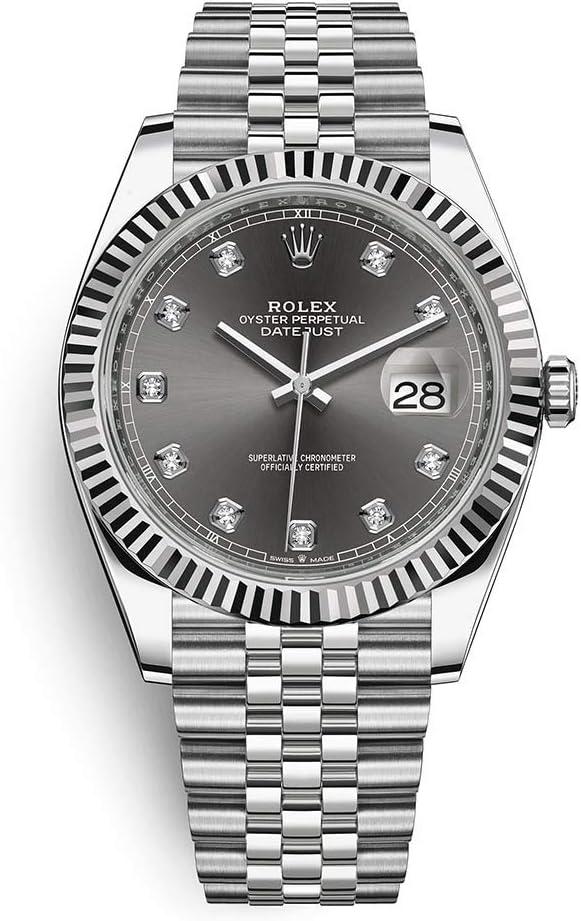 Rolex Datejust 41 Steel and White Gold Rhodium Diamond Dial Jubilee Bracelet 41mm