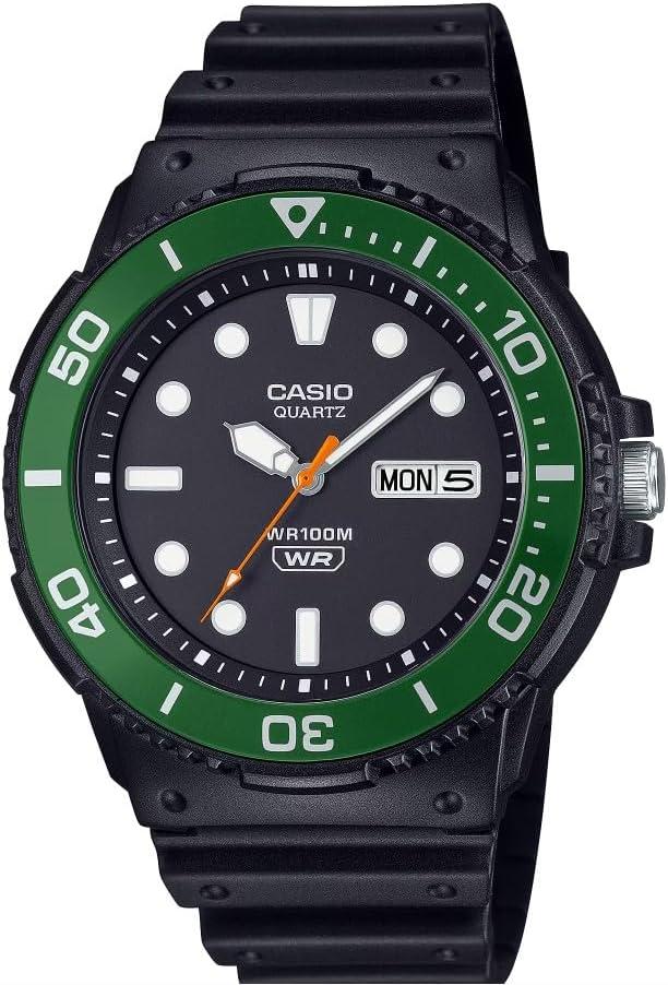 Casio MRW-230H Series Black/Green Rotating Bezel Analog Watch