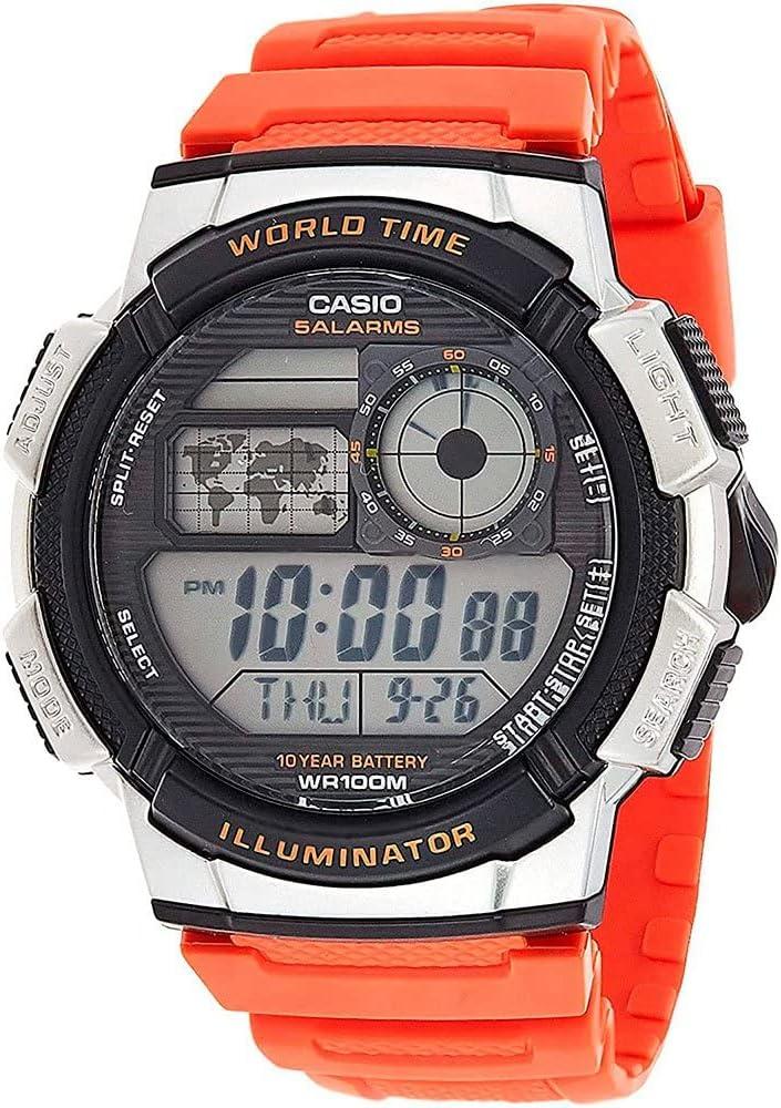 Casio Men's Quartz World Time Illuminator Resin Casual Watch Orange