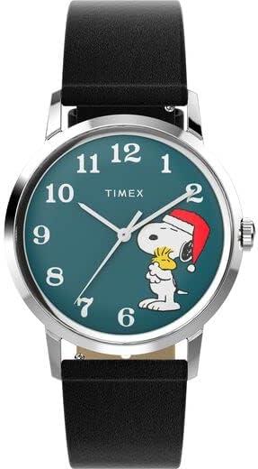 Timex Marlin® Hand-Wound x Snoopy Holiday 34mm Leather Strap Watch