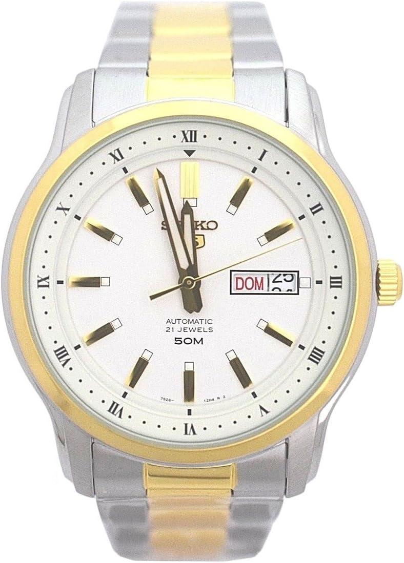 SEIKO Series 5 Automatic White Dial Two-Tone Men's Watch SNKP14K1S