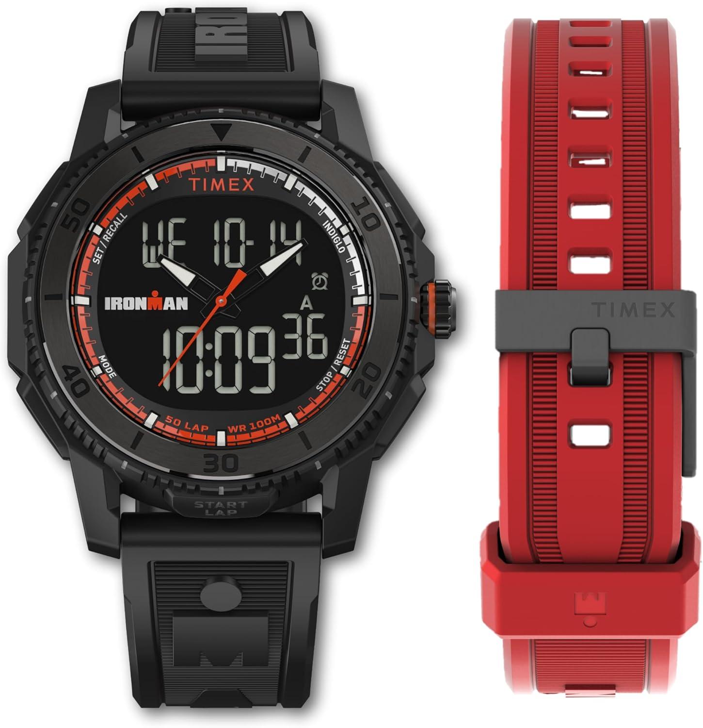 Timex Men's Adrenaline 46mm Watch - Black-Red Strap Digital Dial