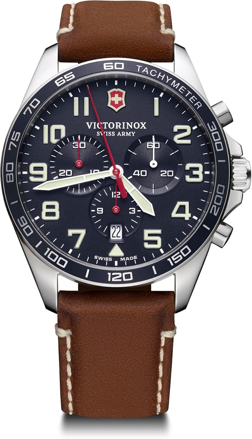 Victorinox Fieldforce Chrono Blue Dial Leather Strap Watch 42mm - 241854