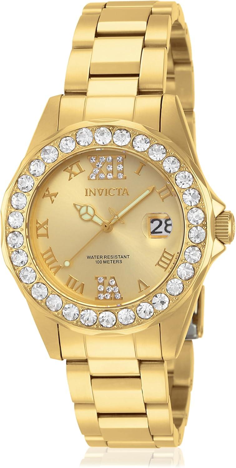 Invicta Women's 15252 Pro Diver Gold Dial Crystal Accented Watch