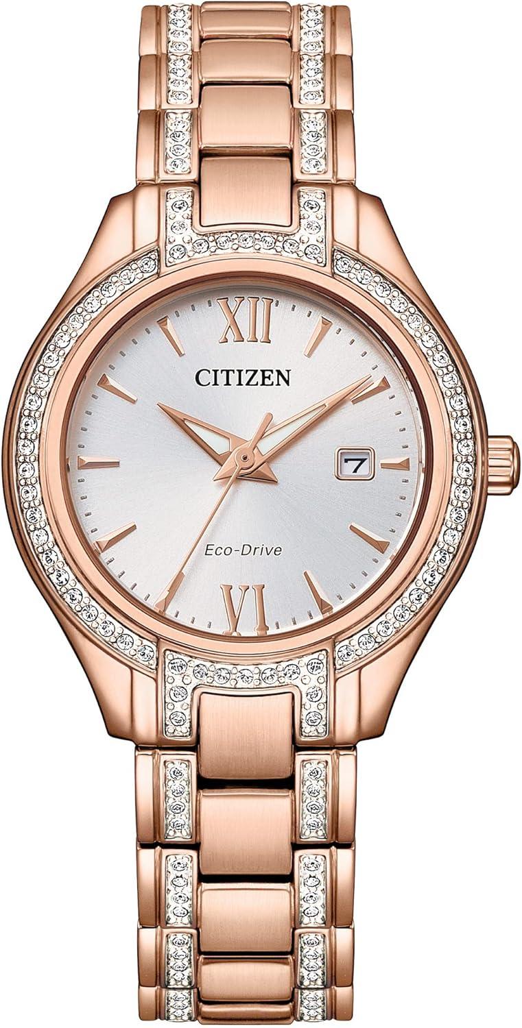 Citizen Ladies Classic Crystal Eco-Drive Rose Gold Stainless Steel Watch