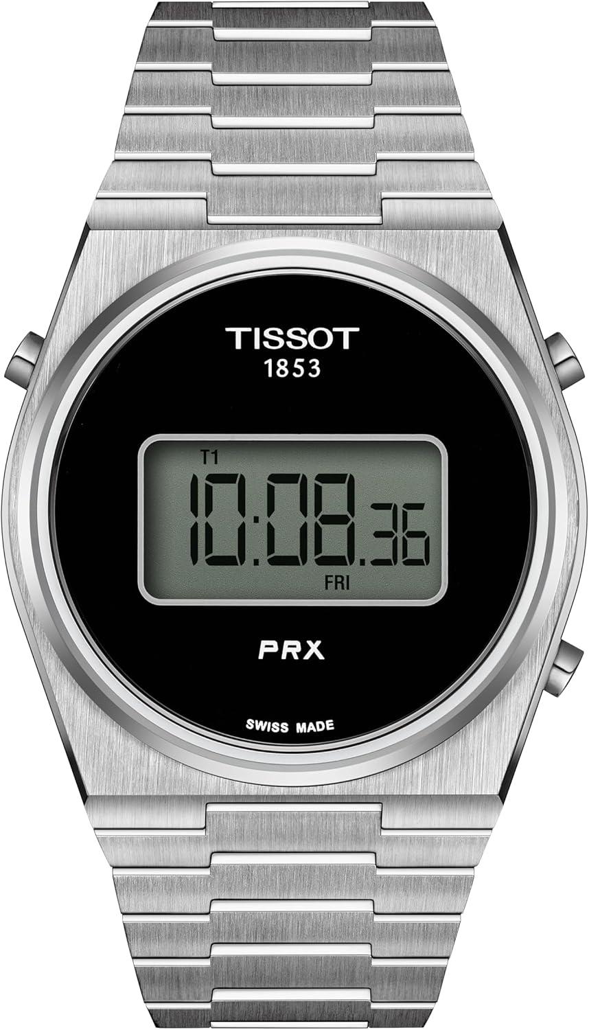 TISSOT Men's Digital Watch - Black Dial, Stainless Steel Bracelet