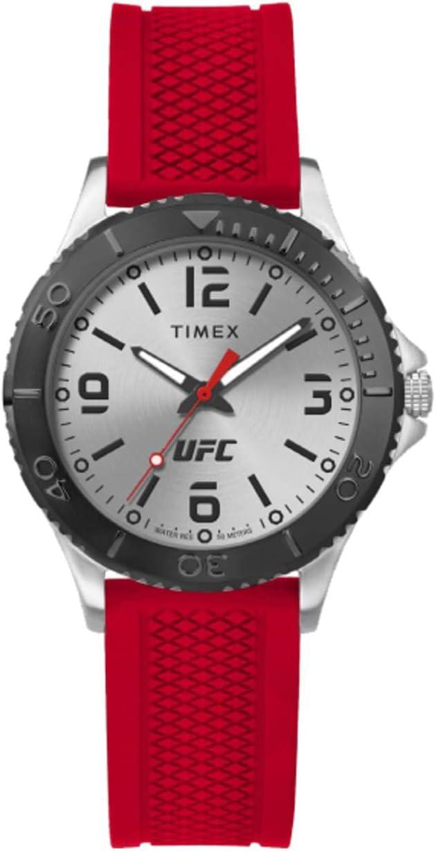 Timex UFC Men's Gamer 42mm Watch - Red Strap Silver-Tone Dial