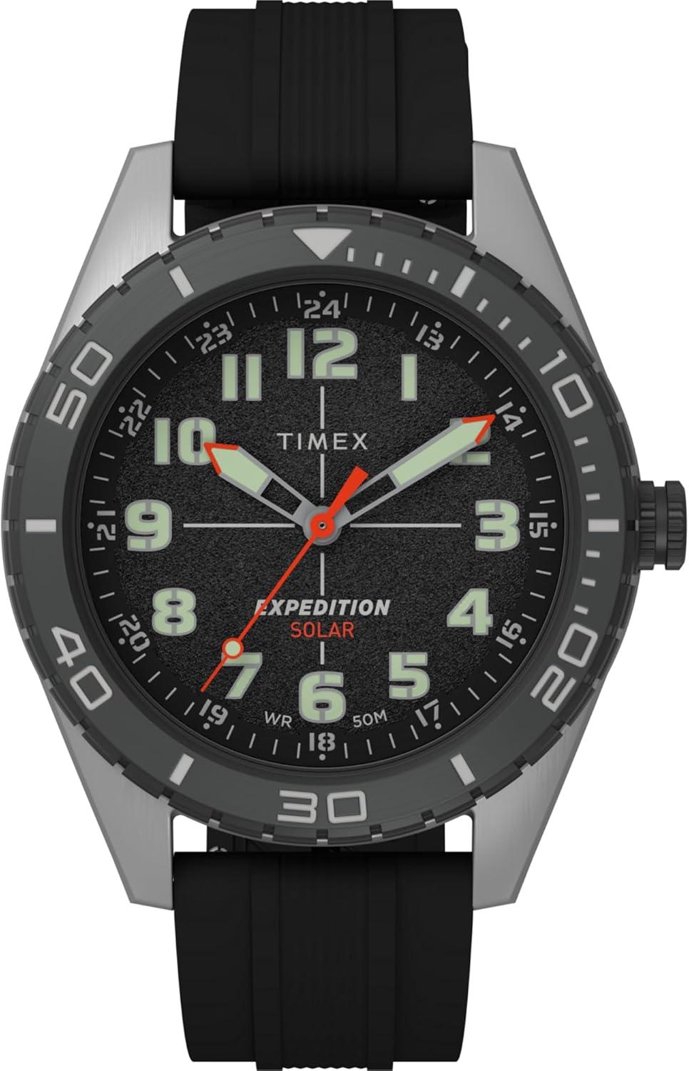 Timex Men's Expedition Field Solar 43mm Watch - Black Strap Black Dial IP Steel Case