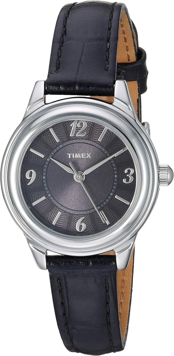 Timex Women's TW2R86300 Classic 26mm Black/Silver-Tone Croco Pattern Leather Strap Watch