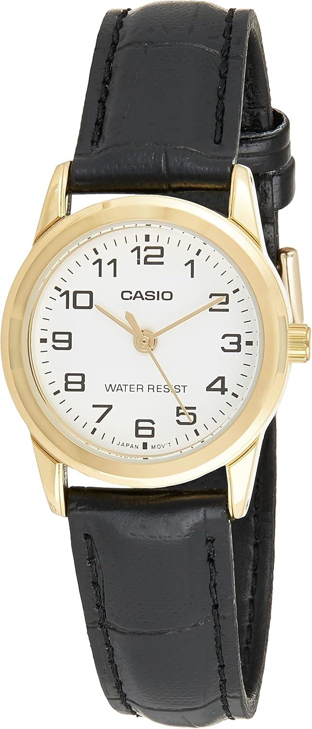 Casio Women's LTPV001GL-7B Black Leather Quartz Watch