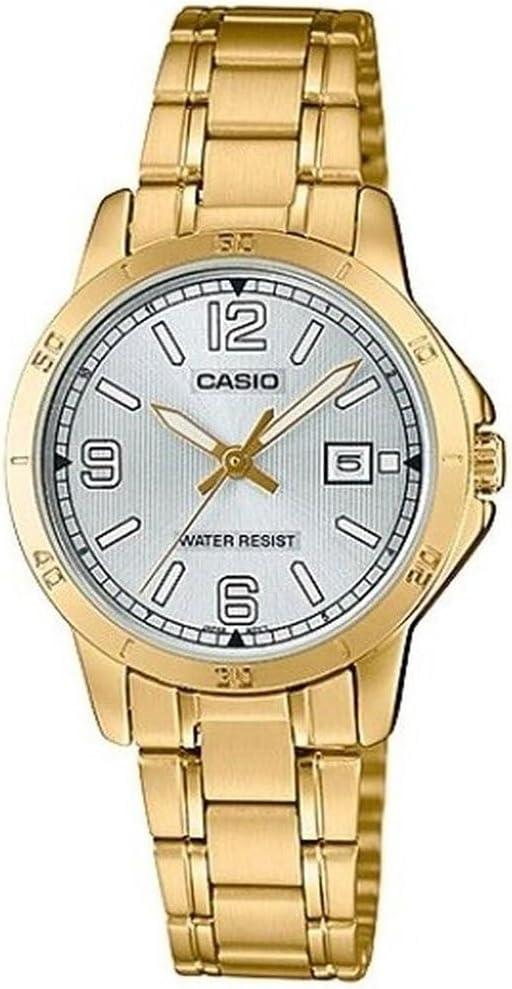 Casio LTP-V004G-7B2 Women's Gold Tone Stainless Steel Silver Dial Date Dress Watch
