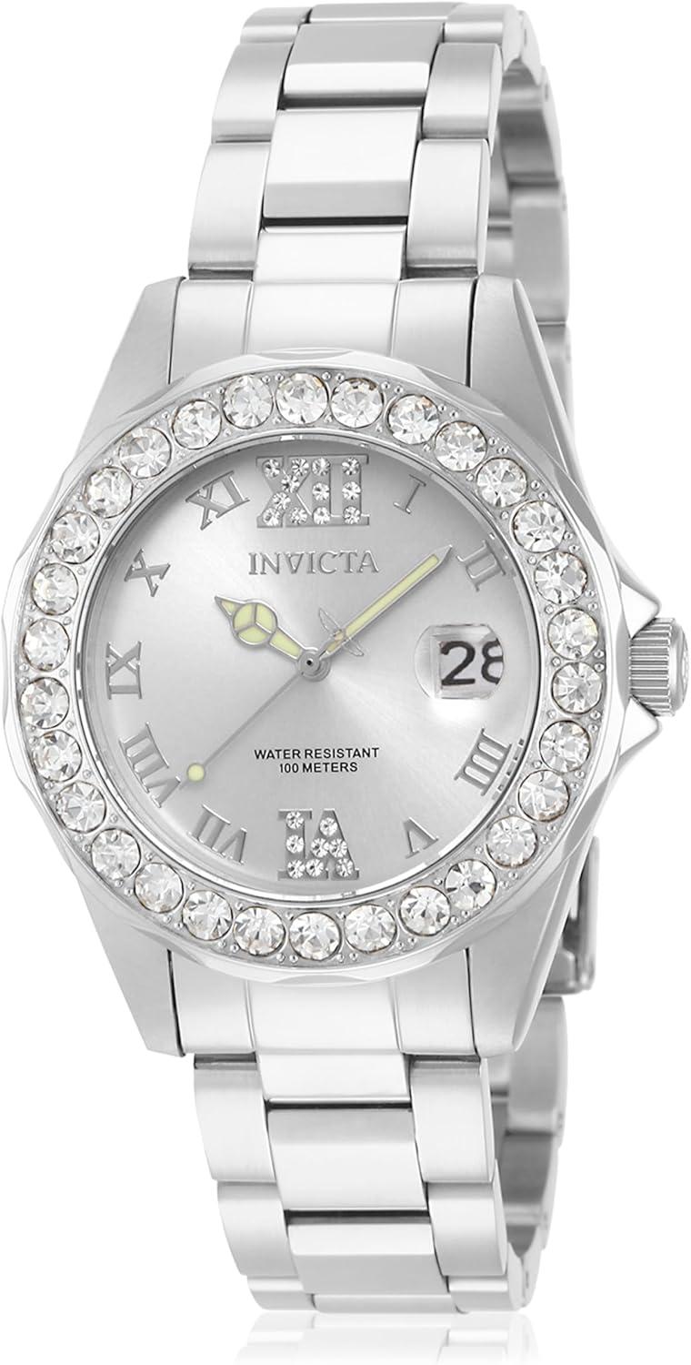 Invicta Women's 15251 Pro Diver Silver Dial Crystal Accented Stainless Steel Watch