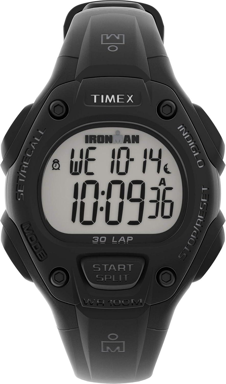 Timex Unisex Ironman Classic 30 34mm Resin Strap Watch – Black
