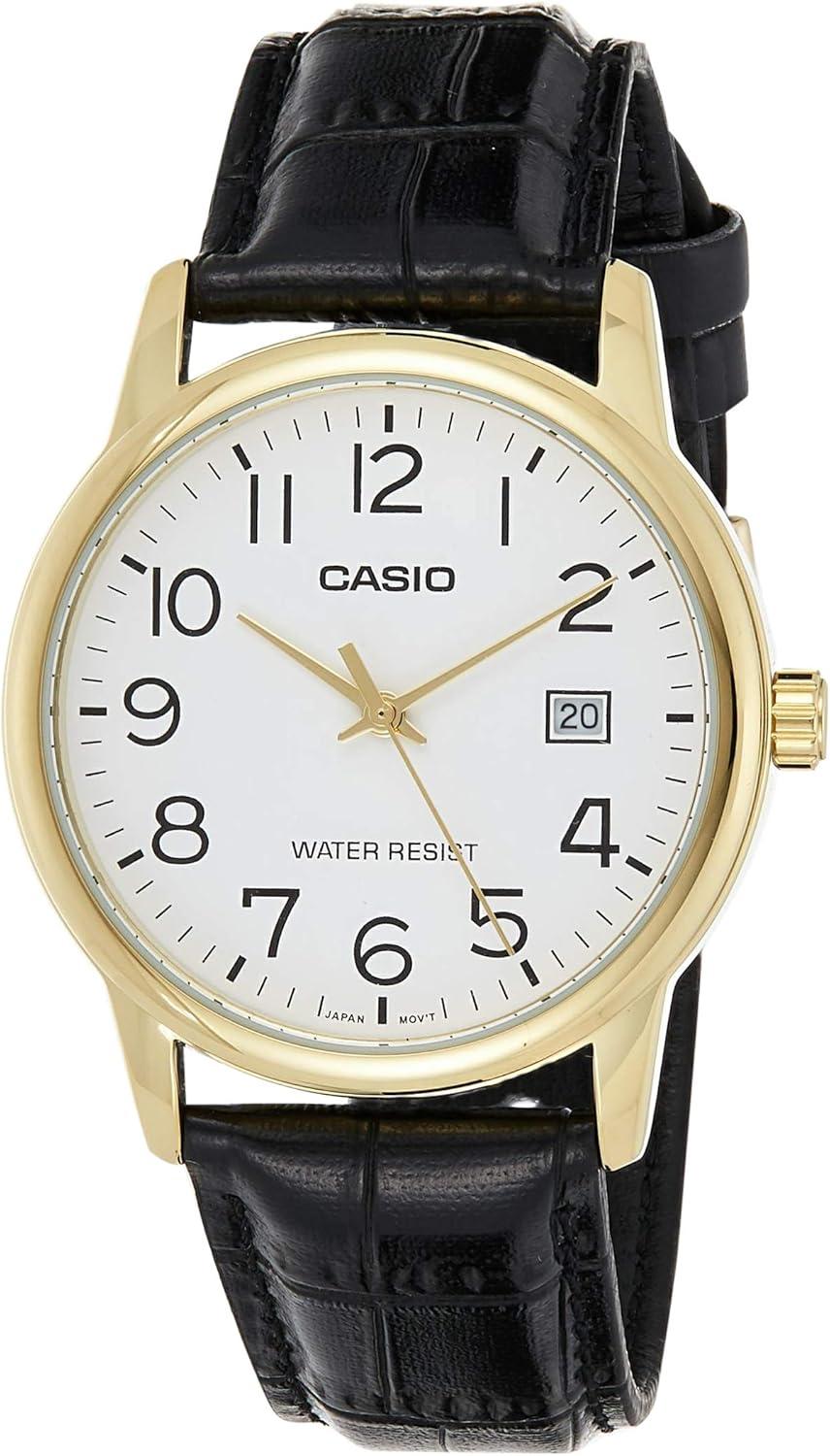 Casio Men Analog Quartz Watch with Leather Strap MTP-V002GL-7