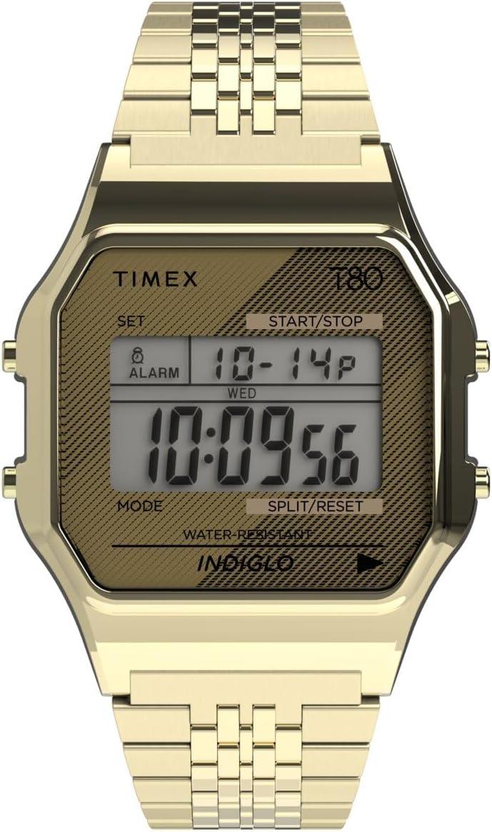 Timex T80 34mm Watch – Gold-Tone with Stainless Steel Bracelet