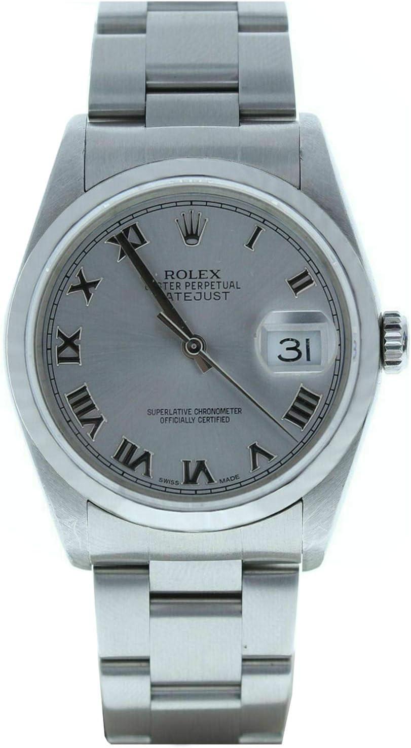 Rolex Men's 36 Datejust 16200 Oyster Band Silver Roman Dial (Certified Preowned)