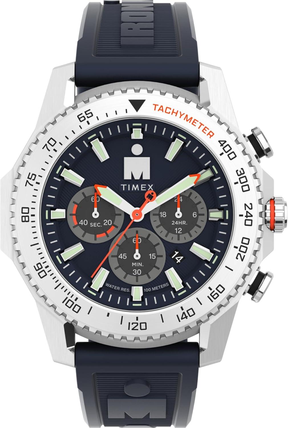 Timex Men's Ironman Triathlon Adrenaline 48mm Watch - Blue Strap Blue Dial Silver-Tone Case