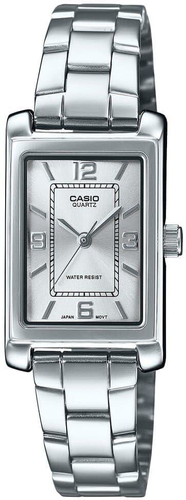 Casio LTP-1234DD-7A Women's Rectangular Standard Classic Stainless Steel Silver Dial Dress Watch