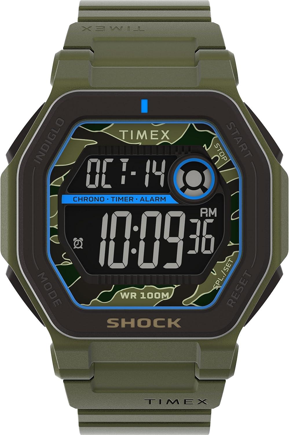 Timex Men's Command 45mm Watch - Green Strap Digital Neg Display
